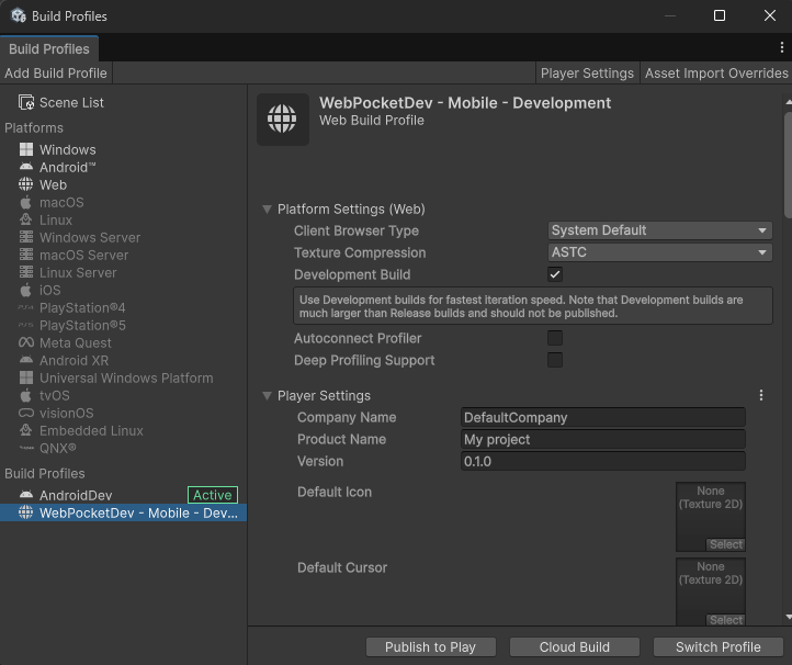 Unity WebGL Export Settings