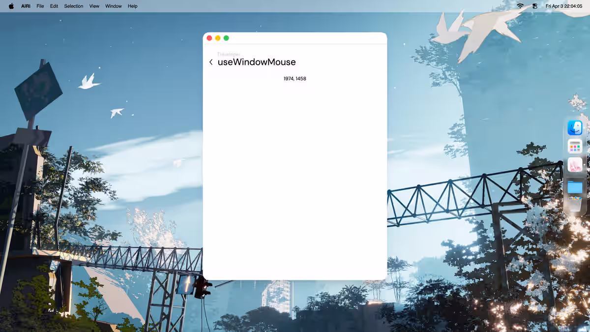 Airi useElectronWindowMouse tool window
