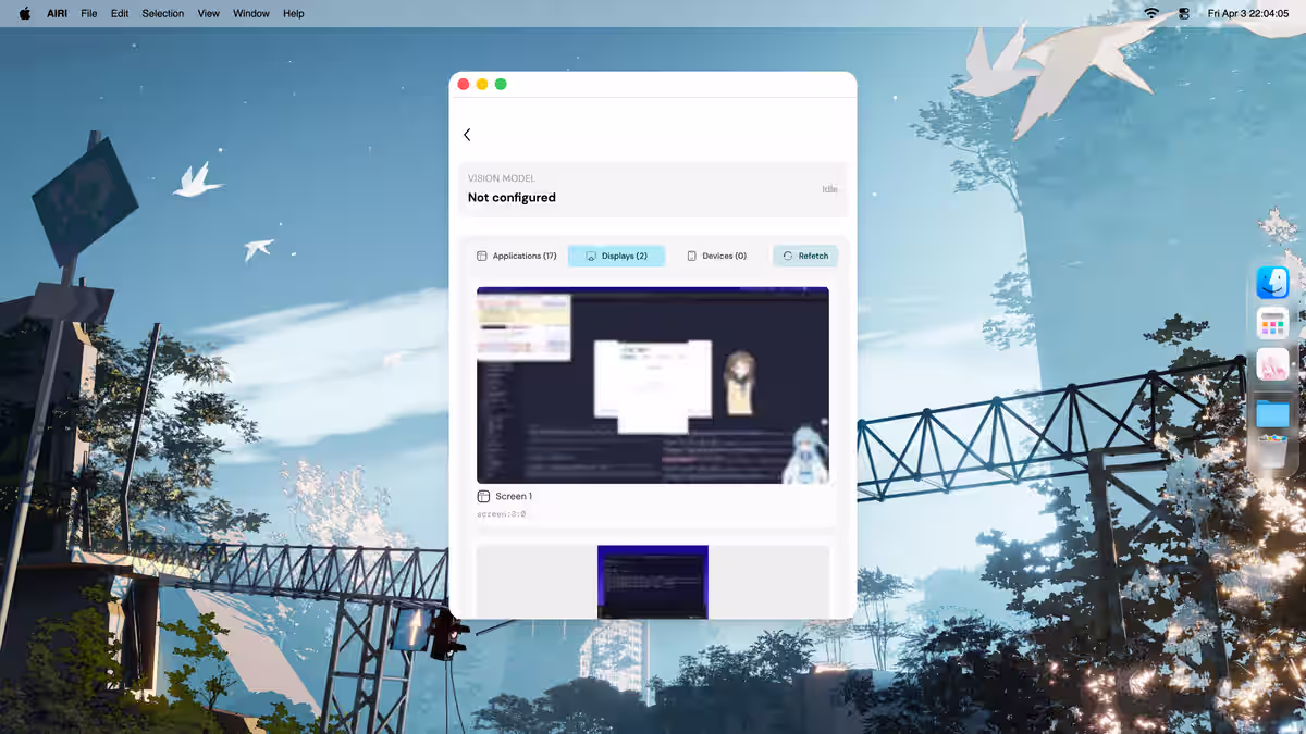 Airi vision capture tool window